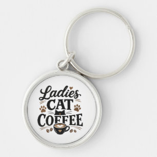 Ladies Cat Coffee Keychain – Cute Cat Lover Gift