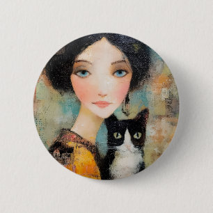 Ladies & Cats – Vintage Portrait Collection 1 6 Cm Round Badge