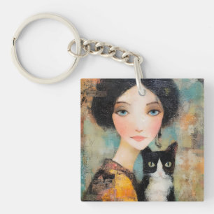 Ladies & Cats – Vintage Portrait Collection 1 Key Ring