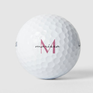 Ladies Custom Pink Name Monogram Golf Balls