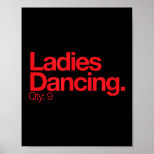 Ladies Dancing Q 9 Minimalist 12 Days Of Christmas Poster