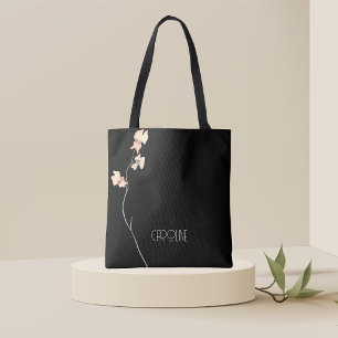 Ladies Elegant Black Floral Boho Cute Tote Bag