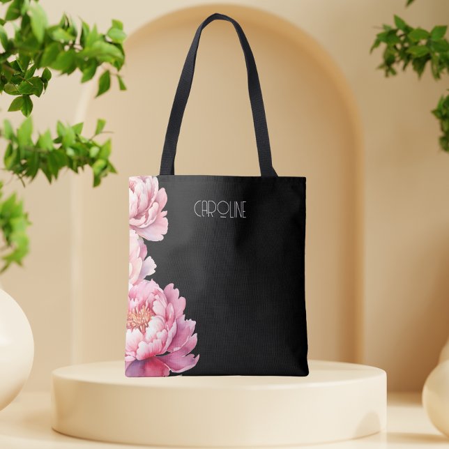 Ladies Elegant Pink Peonies Floral  Boho Cute  Tote Bag (Creator Uploaded)