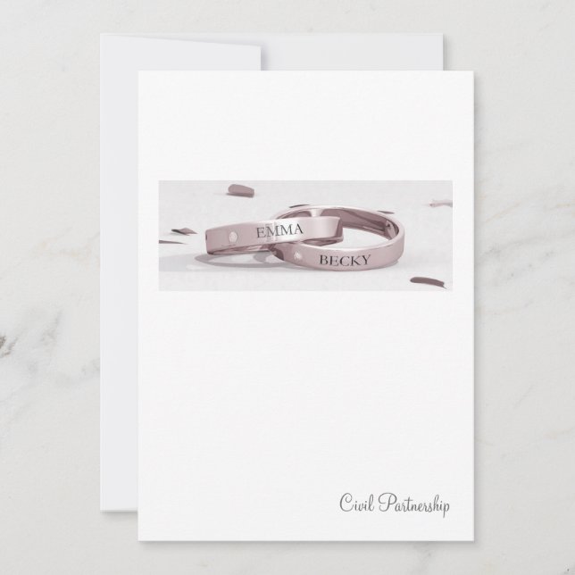 Ladies Entwined Rings - Civil Partnership Invite (Front)
