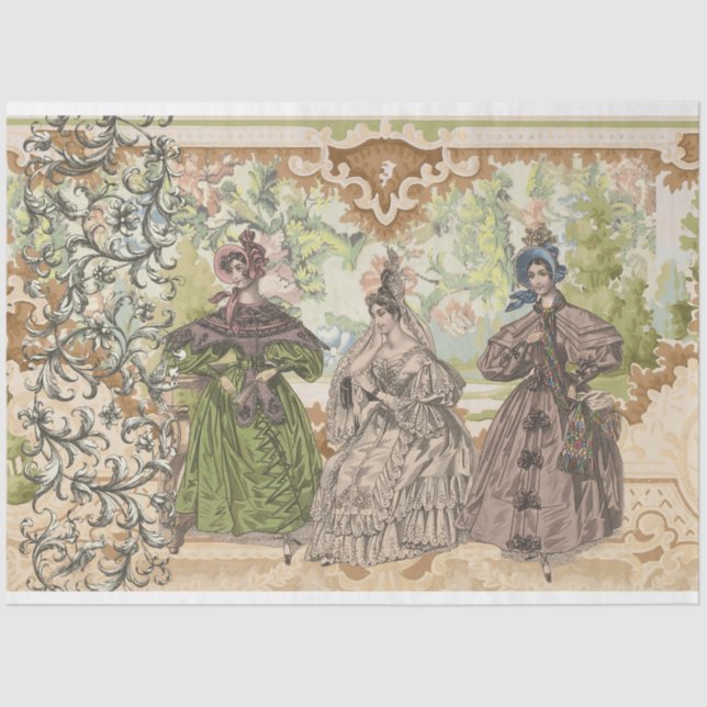 Ladies, Fashion and Flowers Decoupage Tissue Paper (Front)