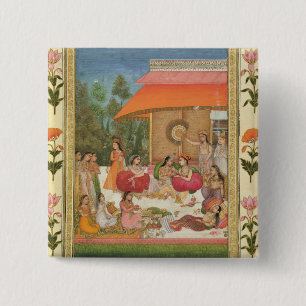 Ladies feasting, from the Small Clive Album 15 Cm Square Badge