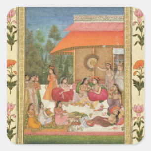 Ladies feasting, from the Small Clive Album Square Sticker