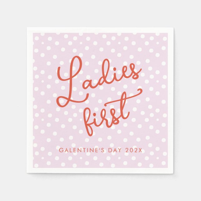 Ladies First Galentines Day Party Napkin (Front)