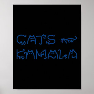 Ladies For Kamala Cat Typography Alphabet Cute Sim Poster
