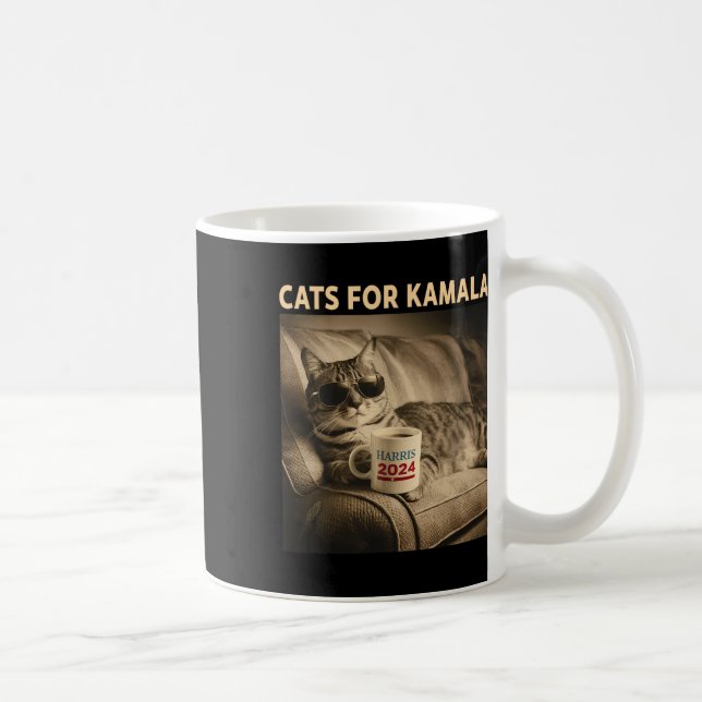 Ladies For Kamala Funny Cat 2024 President Kamala  Coffee Mug (Right)