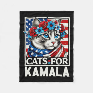 Ladies For Kamala Funny Cat 2024 President Kamala- Fleece Blanket