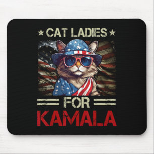 Ladies For Kamala Funny Cat 2024 President Kamala- Mouse Mat