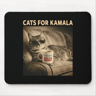 Ladies For Kamala Funny Cat 2024 President Kamala Mouse Mat