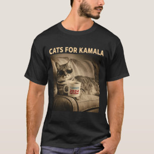 Ladies For Kamala Funny Cat 2024 President Kamala T-Shirt