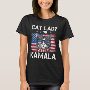 Ladies For Kamala Funny Cat 2024 President Kamala- T-Shirt