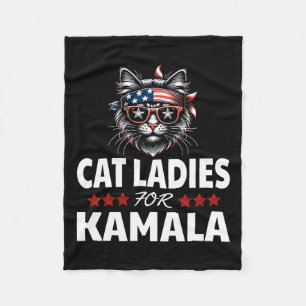 Ladies For Kamala Funny Cat Lover 2024 Kamala-harr Fleece Blanket