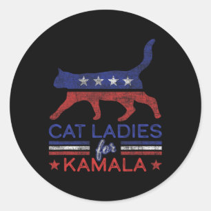 Ladies For Kamala Funny Democrat Cat For Cat Lady Classic Round Sticker