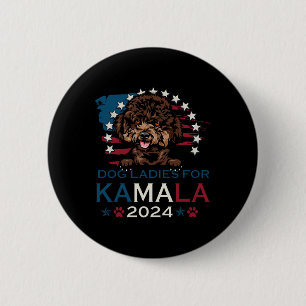 Ladies For Kamala Harris 2024 Poodle Dog America 6 Cm Round Badge