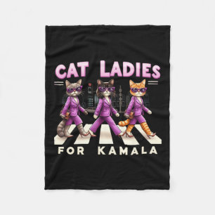 Ladies For Kamala Voting Kamala Harris 2024 Cat Lo Fleece Blanket