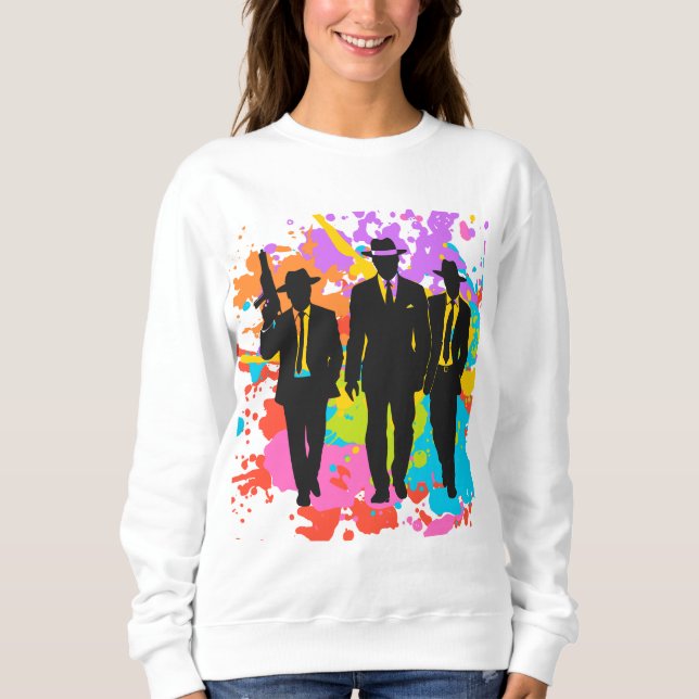 Ladies Gangster Chic Long Sleeve Top (Front)