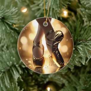Ladies Gold Ballet Shoes, Ceramic Tree Decoration
