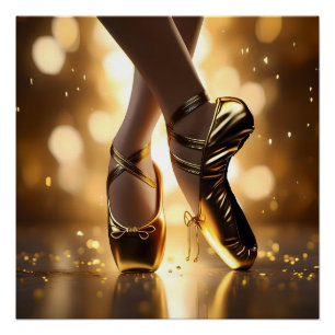 Ladies Gold Ballet Shoes, Poster