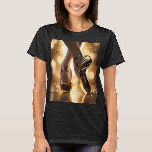 Ladies Gold Ballet Shoes, T-Shirt