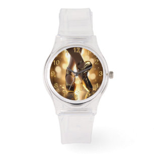 Ladies Gold Ballet Shoes, Watch