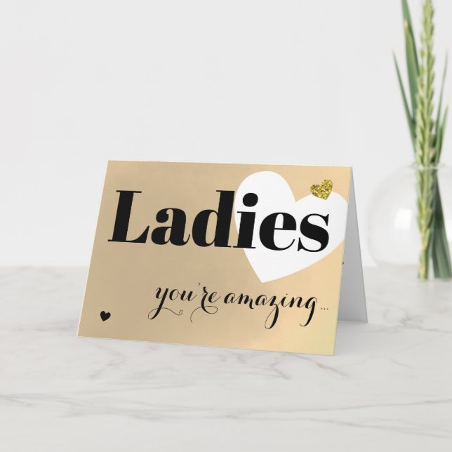 Ladies Gold Galentine's Day Holiday Card (Front)