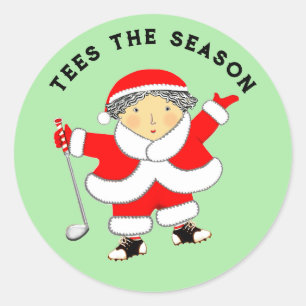 Ladies Golf Christmas Classic Round Sticker