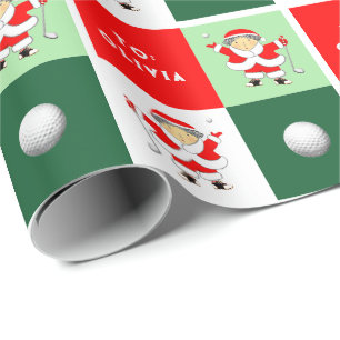 Ladies Golf Christmas Holiday Gift Wrapping Paper