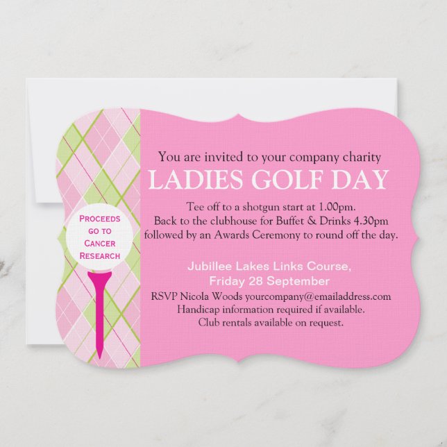 Ladies Golf day corporate group event invitation (Front)