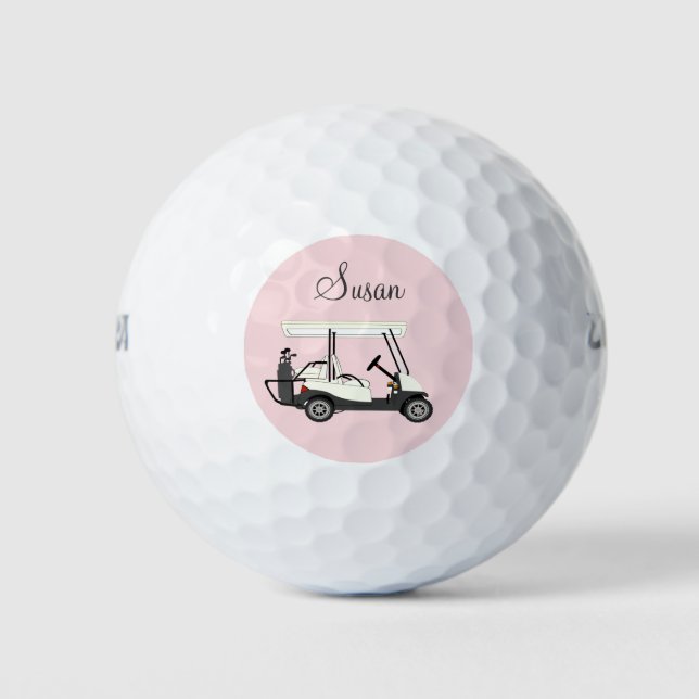 Ladies Golf Golfer Cart Personalised Golf Balls (Front)