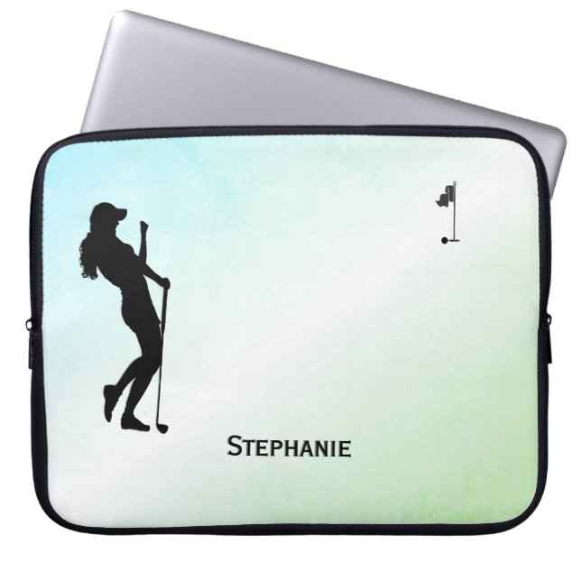 Ladies Golf Green Personal  Laptop Sleeve (Front)