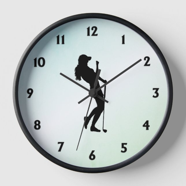 Ladies Golf Green Wall Clock Square / Round (Front)