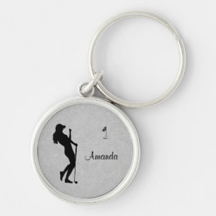 Ladies Golf Leather Look Key Ring