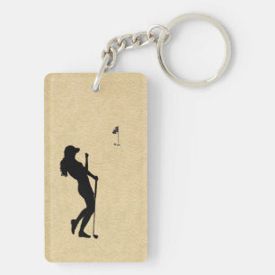 Ladies Golf Leather Look Key Ring