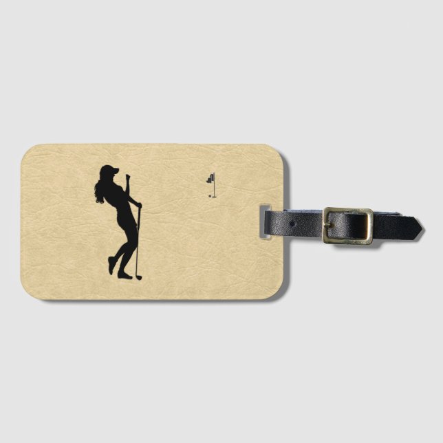 Ladies Golf Leather Look Luggage Tag (Front Horizontal)