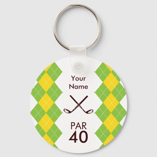 Ladies Golf Party Argyle Preppy Key Ring (Front)