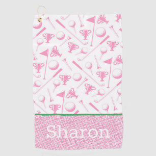 Ladies Golf Pink Green White Preppy Towel