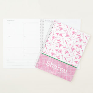 Ladies Golf Pink NAME Green White Preppy Planner