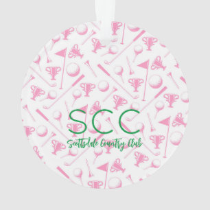 Ladies Golf Pink White CUSTOM Award Event Favour Ornament