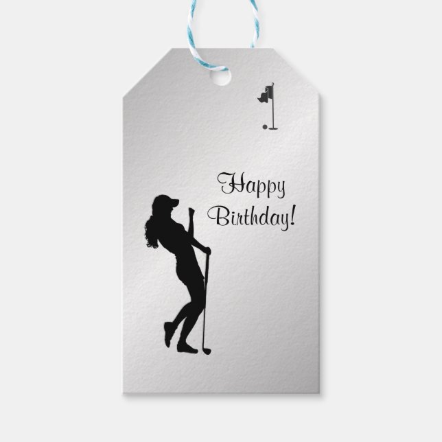 Ladies Golfer Birthday Gift Tags (Front)