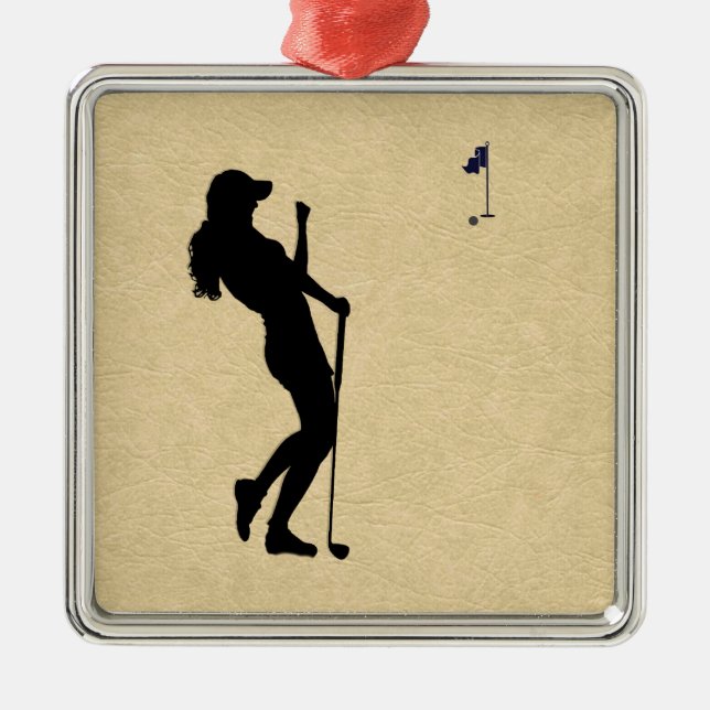 Ladies Golfer Metal Tree Decoration (Front)