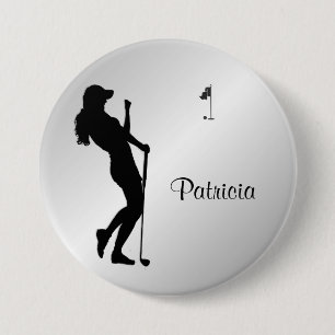 Ladies Golfer Personal 7.5 Cm Round Badge