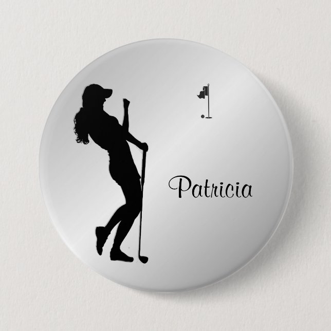 Ladies Golfer Personal  7.5 Cm Round Badge (Front)
