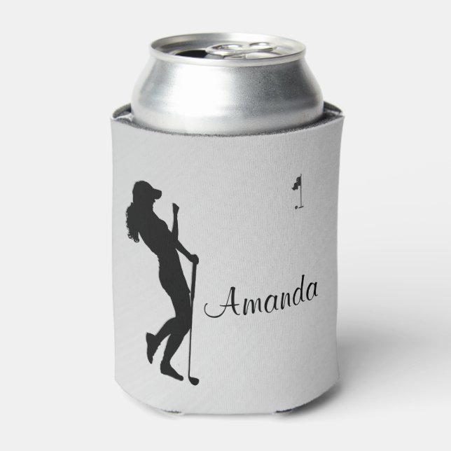 Ladies Golfer Personal  Can Cooler (Can Front)