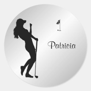 Ladies Golfer Personal Classic Round Sticker