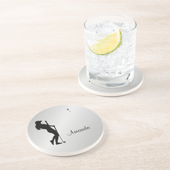 Ladies Golfer Personal  Coaster (Side)