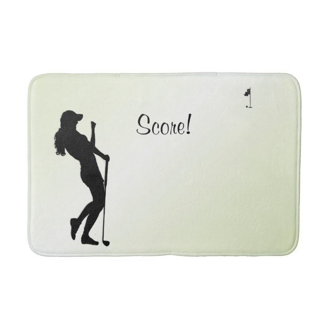 Ladies Golfer Personal Green Bath Mat (Front)